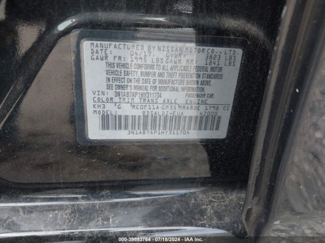 Photo 8 VIN: 3N1AB7AP1HY311704 - NISSAN SENTRA 