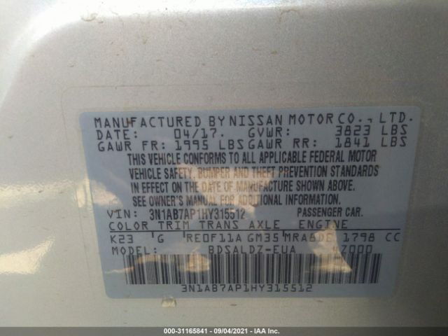 Photo 8 VIN: 3N1AB7AP1HY315512 - NISSAN SENTRA 