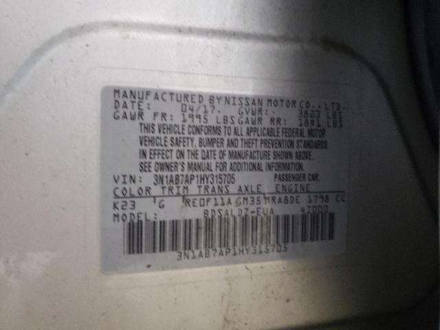 Photo 9 VIN: 3N1AB7AP1HY315705 - NISSAN SENTRA S 