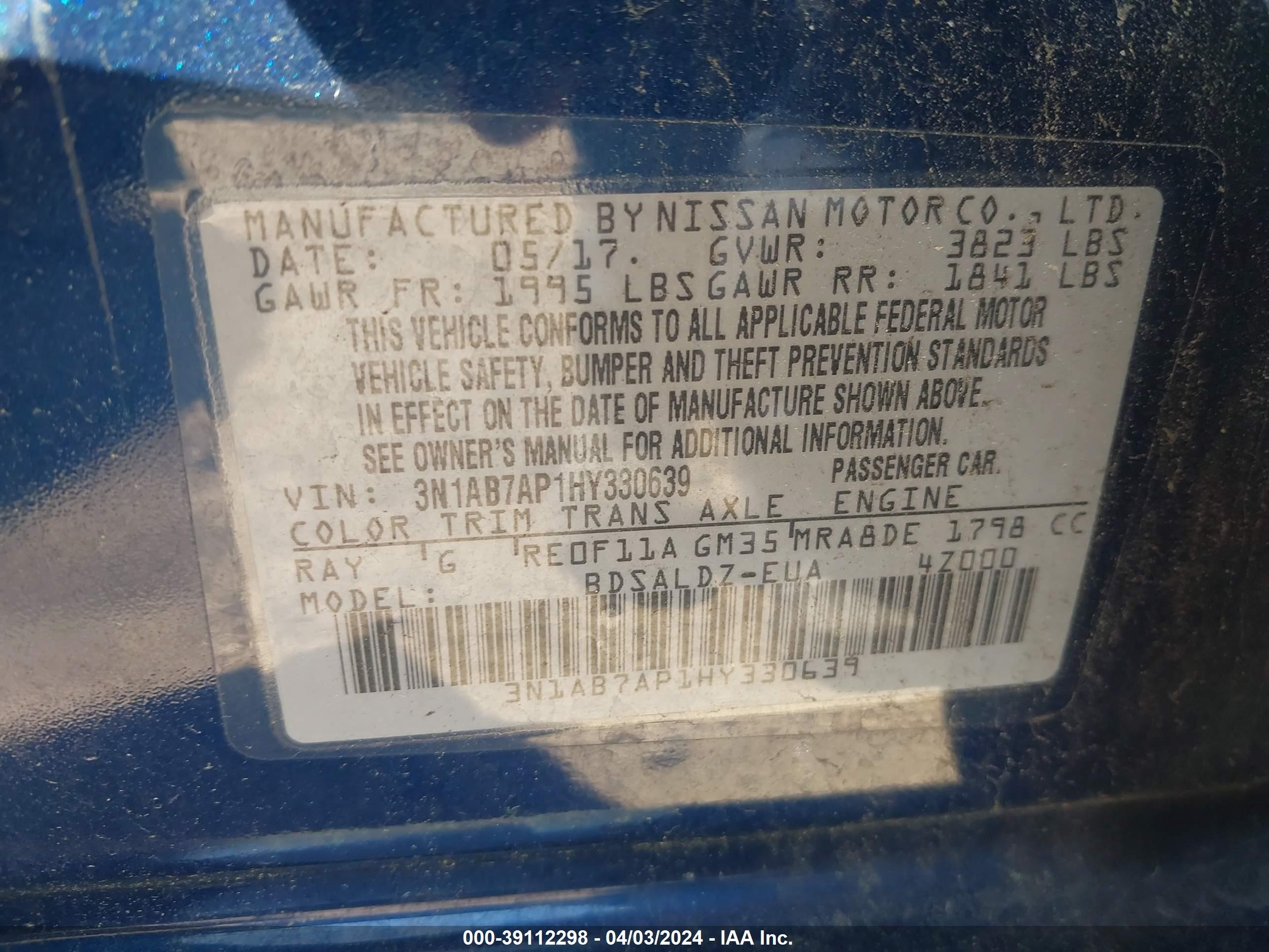 Photo 8 VIN: 3N1AB7AP1HY330639 - NISSAN SENTRA 