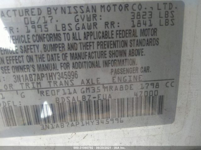 Photo 8 VIN: 3N1AB7AP1HY345996 - NISSAN SENTRA 