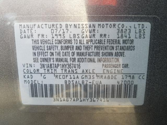 Photo 9 VIN: 3N1AB7AP1HY367416 - NISSAN SENTRA S 