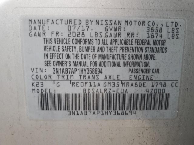 Photo 11 VIN: 3N1AB7AP1HY368694 - NISSAN SENTRA 