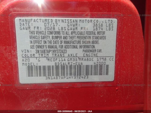 Photo 8 VIN: 3N1AB7AP1HY372423 - NISSAN SENTRA 