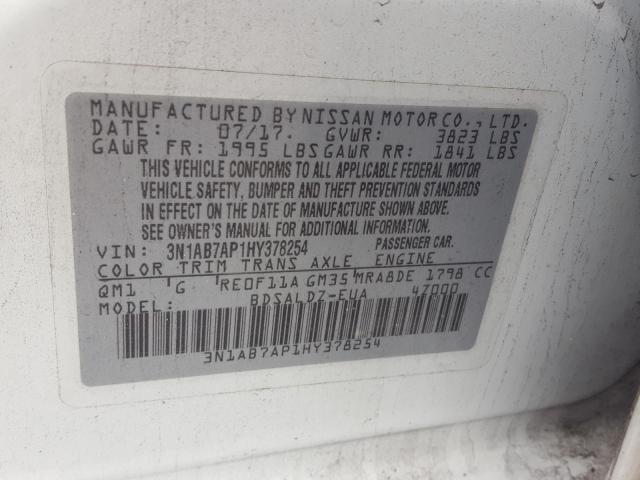 Photo 9 VIN: 3N1AB7AP1HY378254 - NISSAN SENTRA S 