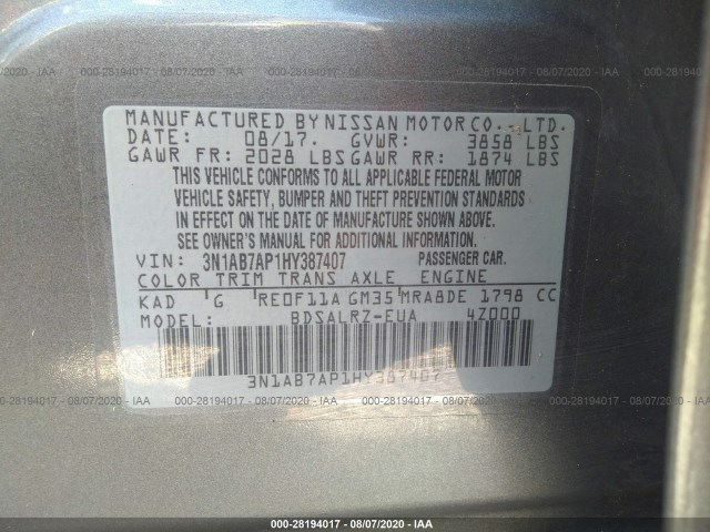 Photo 8 VIN: 3N1AB7AP1HY387407 - NISSAN SENTRA 