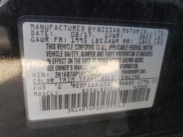 Photo 9 VIN: 3N1AB7AP1HY393465 - NISSAN SENTRA S 