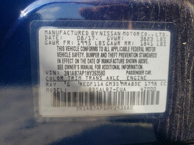 Photo 9 VIN: 3N1AB7AP1HY393580 - NISSAN SENTRA S 