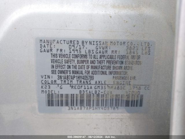 Photo 8 VIN: 3N1AB7AP1HY405789 - NISSAN SENTRA 