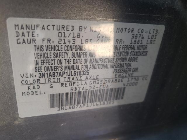 Photo 9 VIN: 3N1AB7AP1JL618325 - NISSAN SENTRA S 