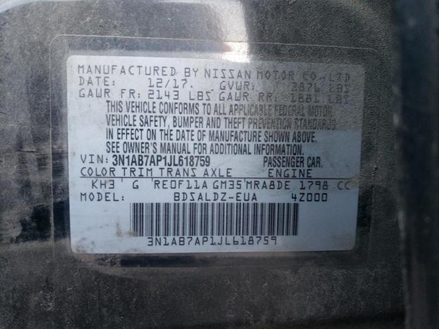 Photo 11 VIN: 3N1AB7AP1JL618759 - NISSAN SENTRA S 