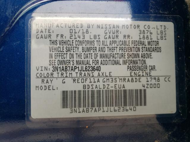 Photo 9 VIN: 3N1AB7AP1JL623640 - NISSAN SENTRA S 