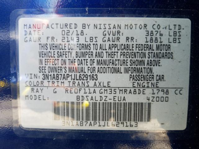 Photo 9 VIN: 3N1AB7AP1JL629163 - NISSAN SENTRA S 