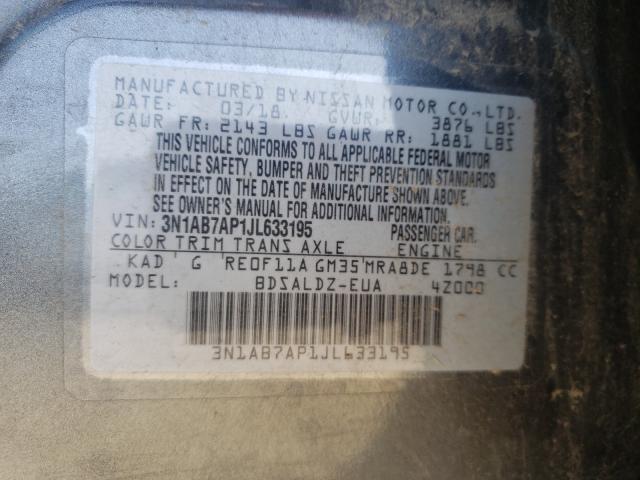 Photo 9 VIN: 3N1AB7AP1JL633195 - NISSAN SENTRA S 