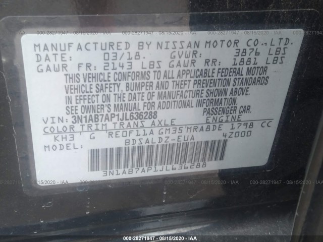 Photo 8 VIN: 3N1AB7AP1JL636288 - NISSAN SENTRA 