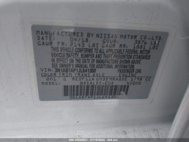 Photo 8 VIN: 3N1AB7AP1JL641300 - NISSAN SENTRA 