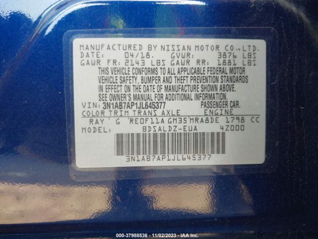 Photo 8 VIN: 3N1AB7AP1JL645377 - NISSAN SENTRA 