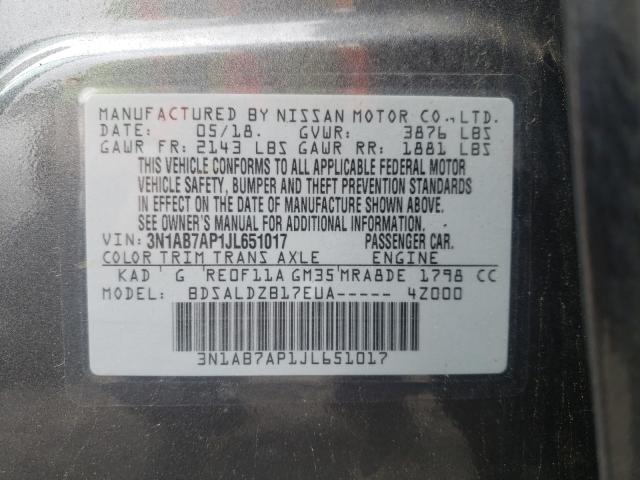 Photo 9 VIN: 3N1AB7AP1JL651017 - NISSAN SENTRA S 