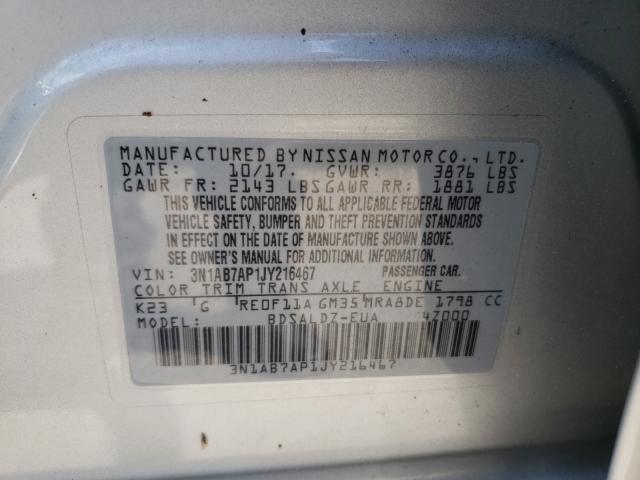 Photo 9 VIN: 3N1AB7AP1JY216467 - NISSAN SENTRA S 