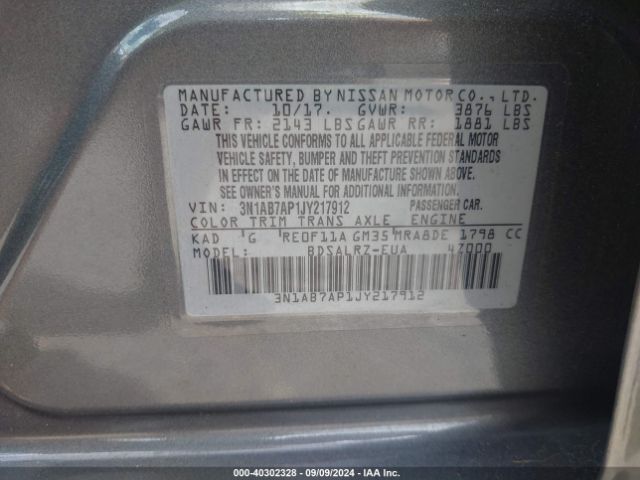 Photo 8 VIN: 3N1AB7AP1JY217912 - NISSAN SENTRA 