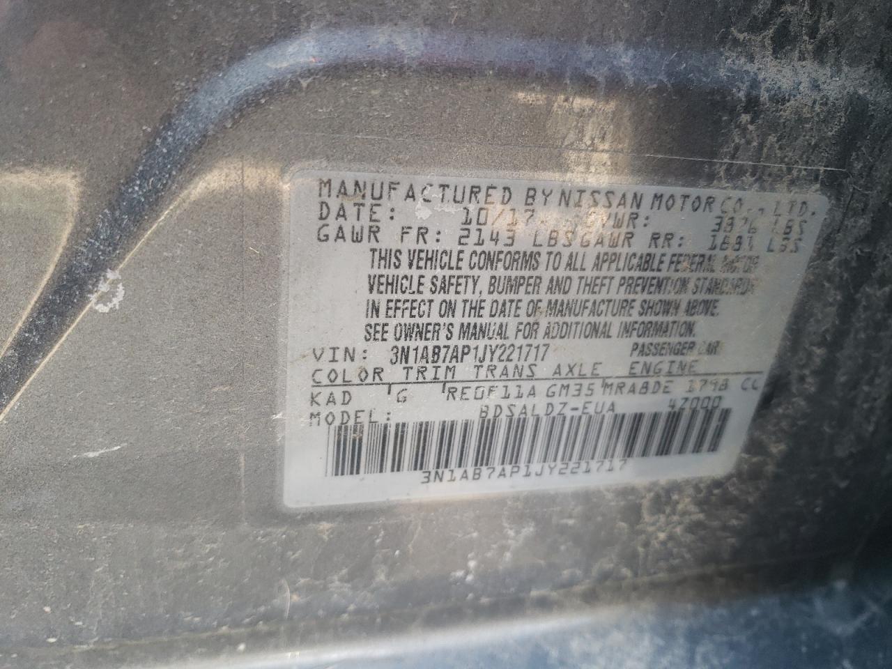 Photo 11 VIN: 3N1AB7AP1JY221717 - NISSAN SENTRA 