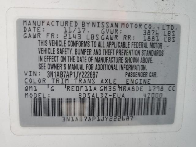 Photo 12 VIN: 3N1AB7AP1JY222687 - NISSAN SENTRA S 