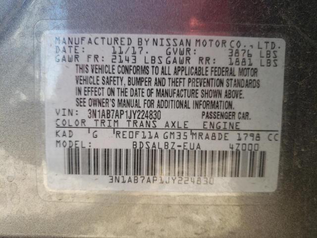 Photo 9 VIN: 3N1AB7AP1JY224830 - NISSAN SENTRA S 