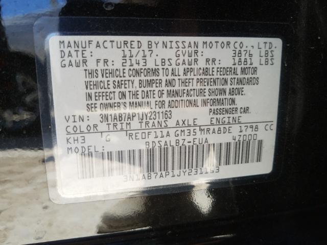 Photo 9 VIN: 3N1AB7AP1JY231163 - NISSAN SENTRA S 