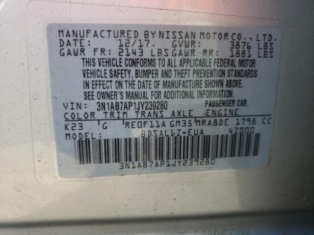 Photo 9 VIN: 3N1AB7AP1JY239280 - NISSAN SENTRA S 