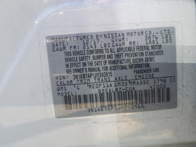 Photo 9 VIN: 3N1AB7AP1JY240915 - NISSAN SENTRA S 