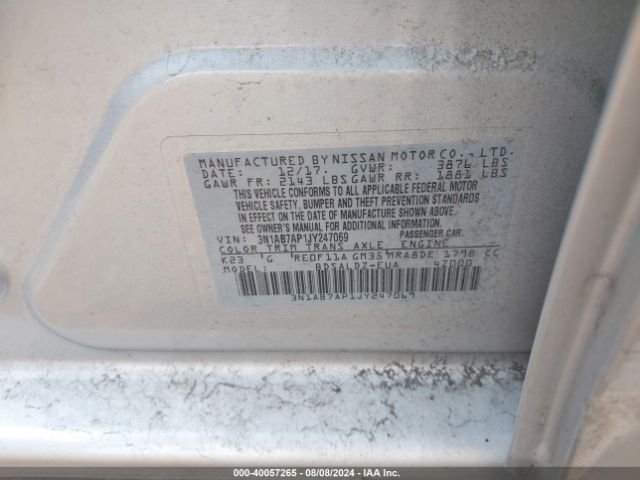 Photo 8 VIN: 3N1AB7AP1JY247069 - NISSAN SENTRA 