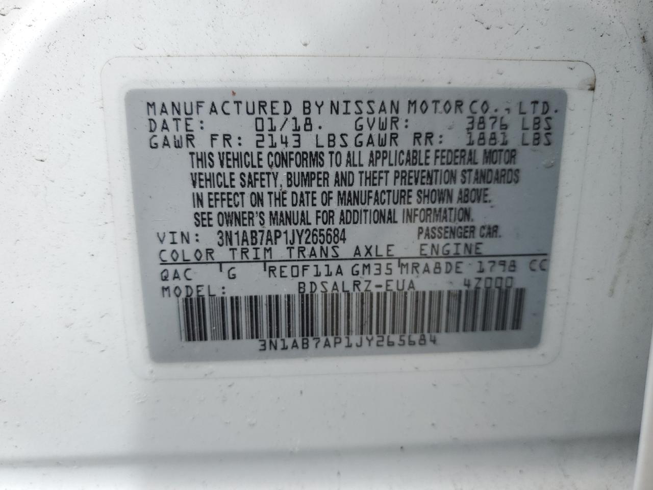 Photo 11 VIN: 3N1AB7AP1JY265684 - NISSAN SENTRA 