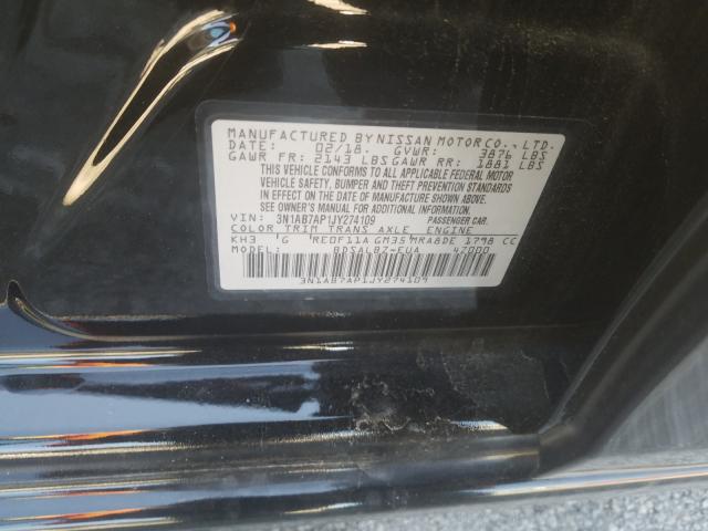 Photo 9 VIN: 3N1AB7AP1JY274109 - NISSAN SENTRA S 