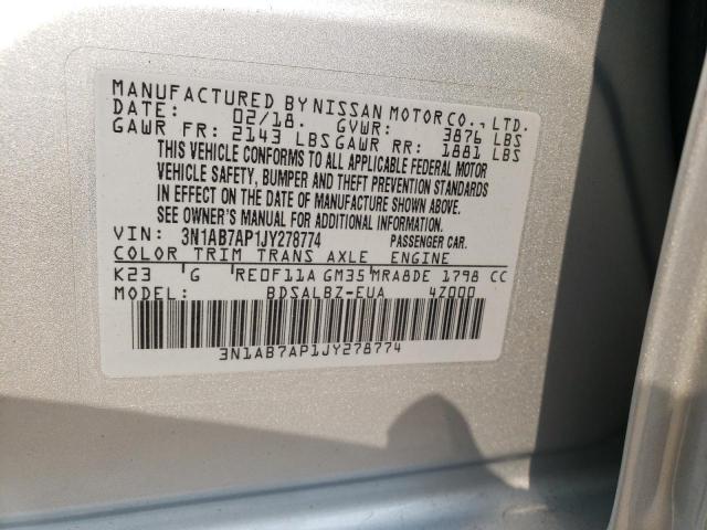 Photo 9 VIN: 3N1AB7AP1JY278774 - NISSAN SENTRA S 