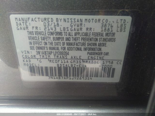 Photo 8 VIN: 3N1AB7AP1JY289354 - NISSAN SENTRA 