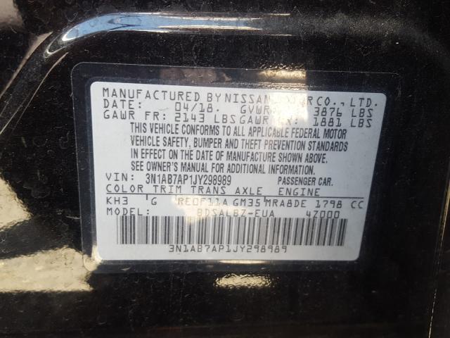 Photo 9 VIN: 3N1AB7AP1JY298989 - NISSAN SENTRA S 