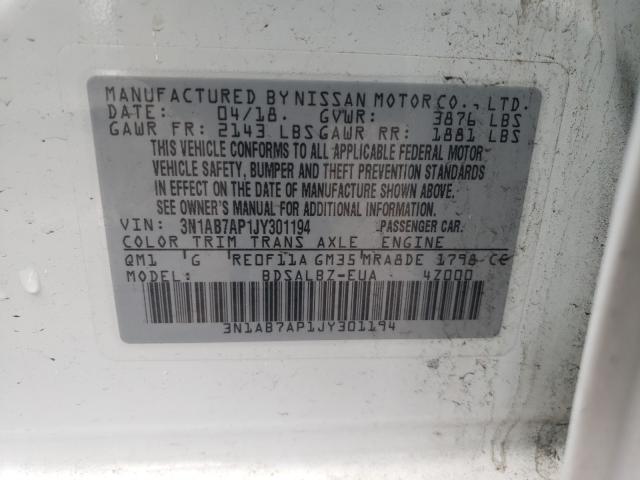 Photo 9 VIN: 3N1AB7AP1JY301194 - NISSAN SENTRA S 