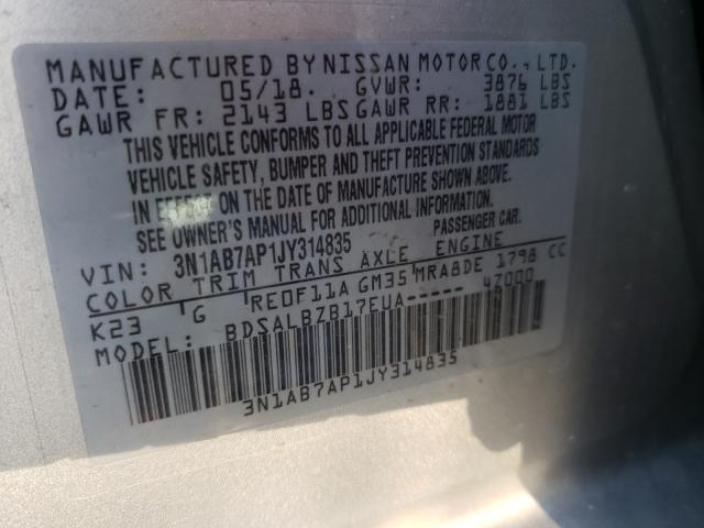 Photo 9 VIN: 3N1AB7AP1JY314835 - NISSAN SENTRA S 