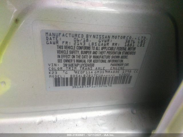 Photo 8 VIN: 3N1AB7AP1JY324698 - NISSAN SENTRA 