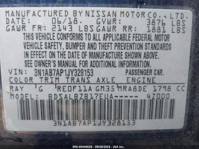 Photo 8 VIN: 3N1AB7AP1JY328153 - NISSAN SENTRA 