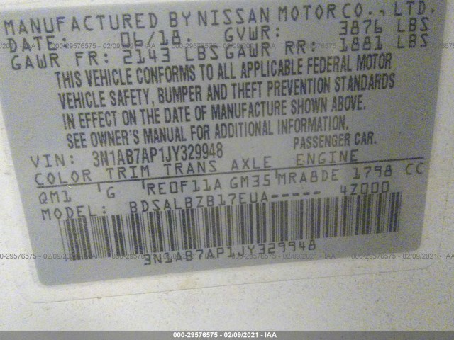 Photo 8 VIN: 3N1AB7AP1JY329948 - NISSAN SENTRA 