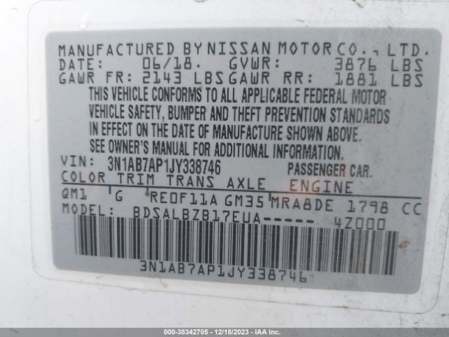 Photo 8 VIN: 3N1AB7AP1JY338746 - NISSAN SENTRA 