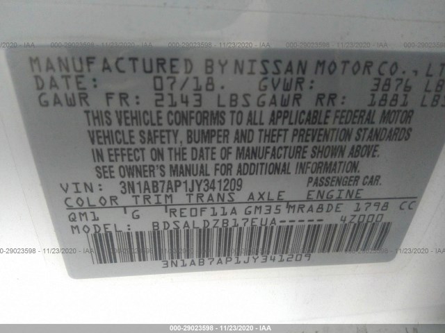 Photo 8 VIN: 3N1AB7AP1JY341209 - NISSAN SENTRA 