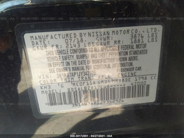 Photo 8 VIN: 3N1AB7AP1JY342926 - NISSAN SENTRA 