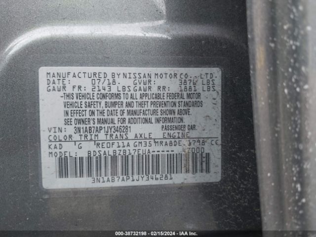 Photo 8 VIN: 3N1AB7AP1JY346281 - NISSAN SENTRA 