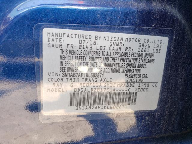 Photo 9 VIN: 3N1AB7AP1KL602871 - NISSAN SENTRA S 