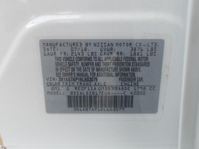 Photo 9 VIN: 3N1AB7AP1KL603079 - NISSAN SENTRA S 