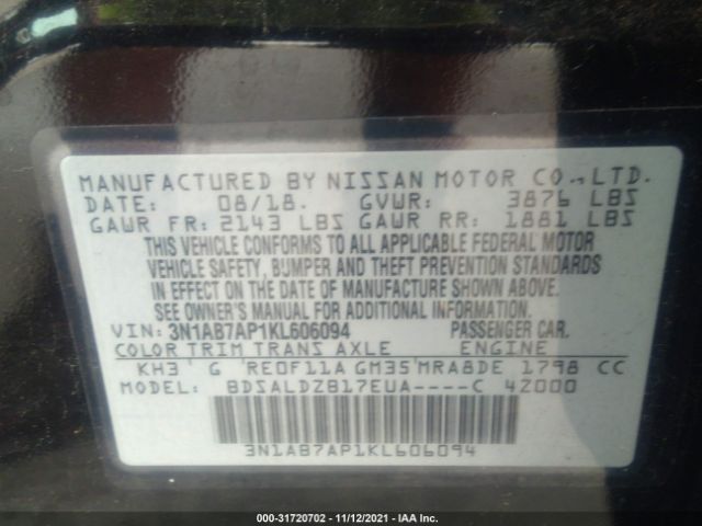 Photo 8 VIN: 3N1AB7AP1KL606094 - NISSAN SENTRA 