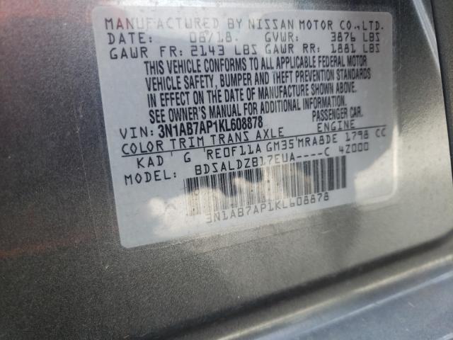 Photo 9 VIN: 3N1AB7AP1KL608878 - NISSAN SENTRA S 