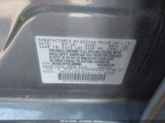 Photo 8 VIN: 3N1AB7AP1KL609996 - NISSAN SENTRA 